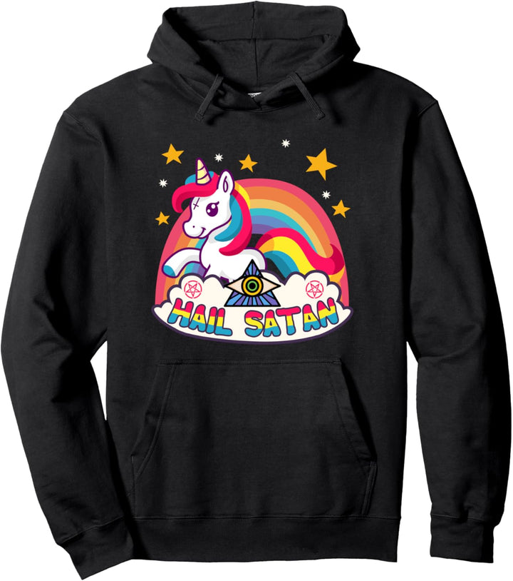 Goth Kawaii Regenbogen Hagel Satan Unicorn Death Metal Pullover Hoodie
