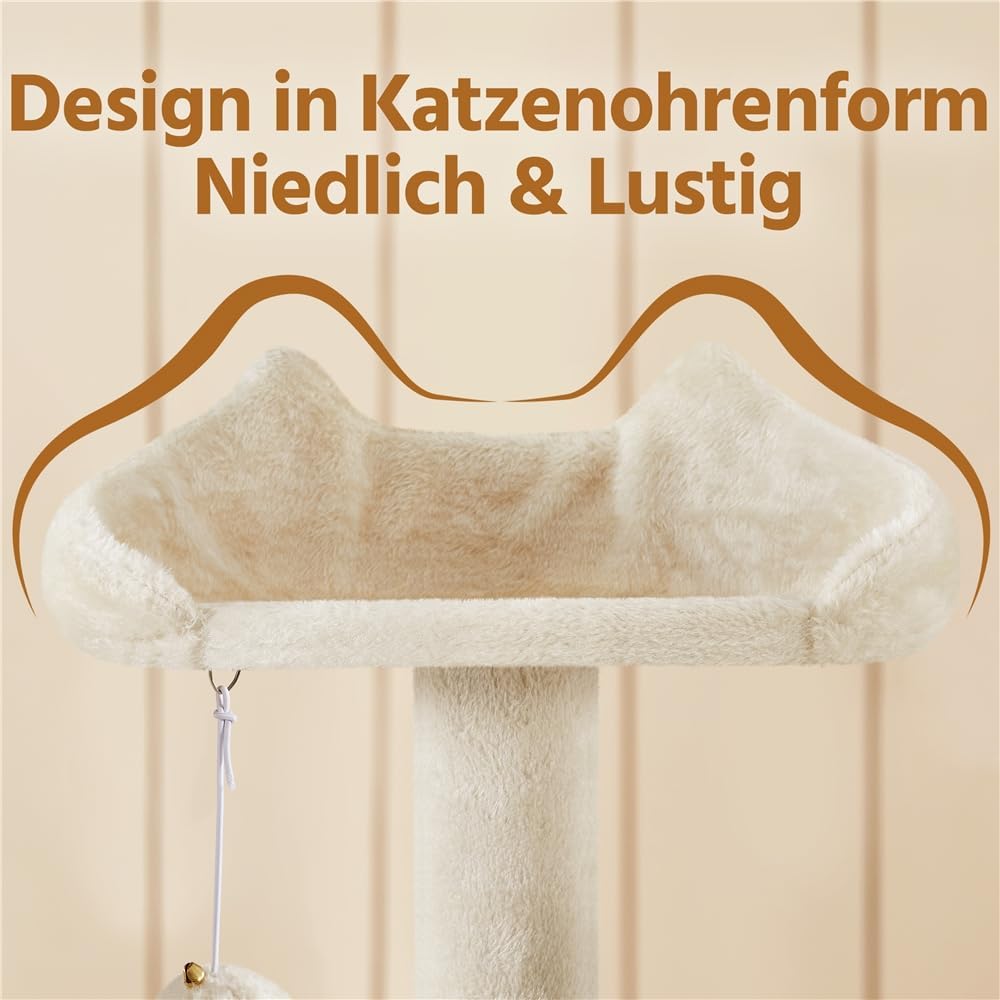 Yaheetech 158 cm Kratzbaum gross Stabiler Katzenbaum mit 2 Höhlen beige | FSC-zertifizierte Spanplat