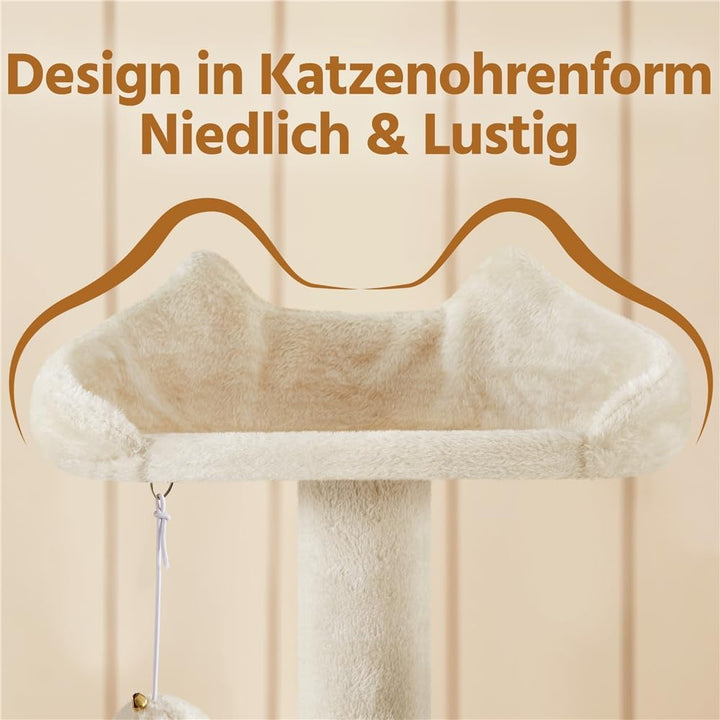Yaheetech 158 cm Kratzbaum gross Stabiler Katzenbaum mit 2 Höhlen beige | FSC-zertifizierte Spanplat