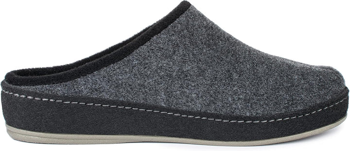 SCHAWOS Herren Filz Hausschuh 6030 mit Fussbett Feste Sohle rutschhemmend 41 EU Grau, 41 EU Grau
