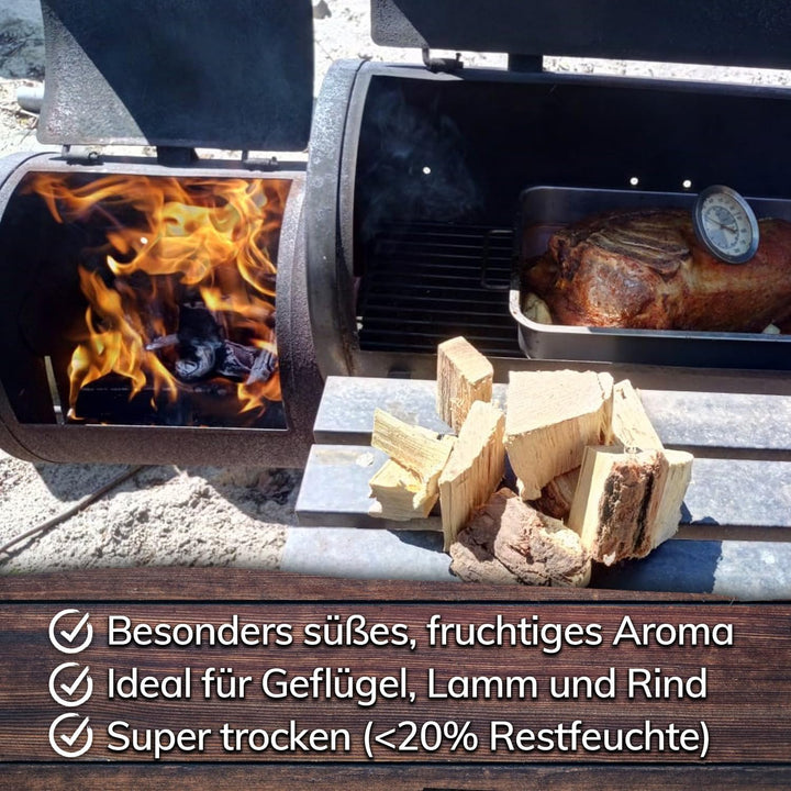 Landree Kirsche Smoker-Holz 4 kg - 20 cm Scheitlänge - Fruchtiges Räucherholz für einzigartige BBQ-A
