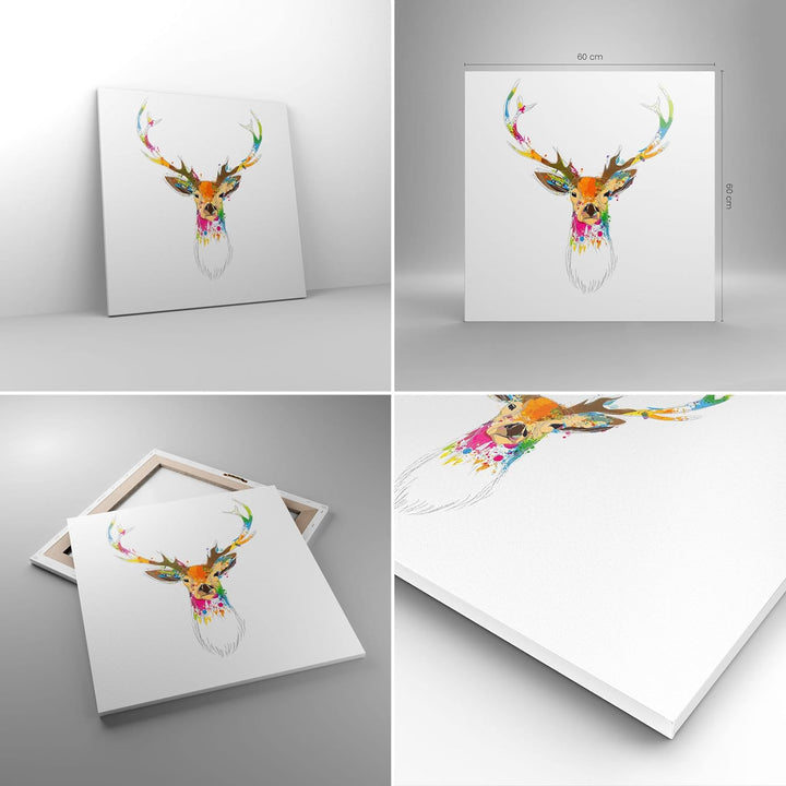 Bilder auf Leinwand Deer fantasie Graffiti Grafik Leinwandbild 60x60cm Wandbilder Dekoration Wohnzim