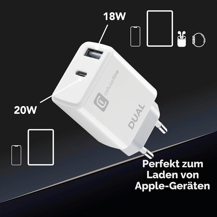 cellularline Dual Charger - iPhone 8 oder Later