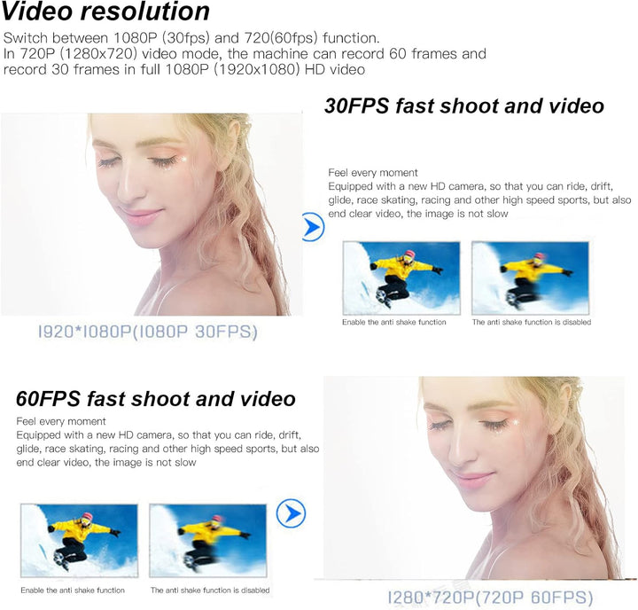 Yctze Fahrradhelm-Sportkamera, Volle 1080p HD-Mini-Action-Kamera, Tragbare wasserdichte 120°-Weitwin