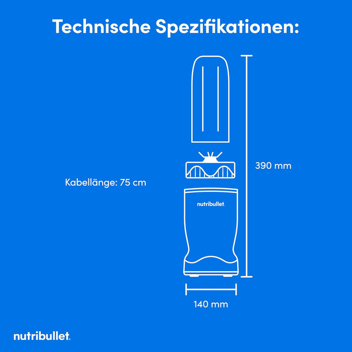 nutribullet Turbo 1000W – Mixer & Smoothie Maker mit 1000 Watt Motor, Mini Blender mit 45-Sekunden A