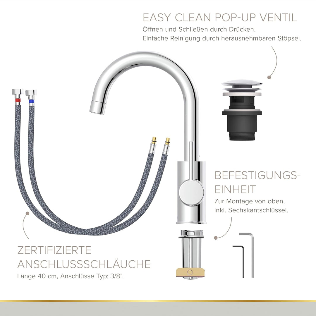 Lenz BOW² Waschtischarmatur chrom 46010202, Chrom