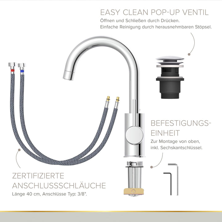 Lenz BOW² Waschtischarmatur chrom 46010202, Chrom