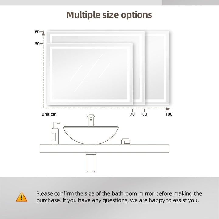 Dripex Badezimmerspiegel Wandspiegel LED Badspiegel mit Beleuchtung mit Touch-Schalter Beschlagfrei