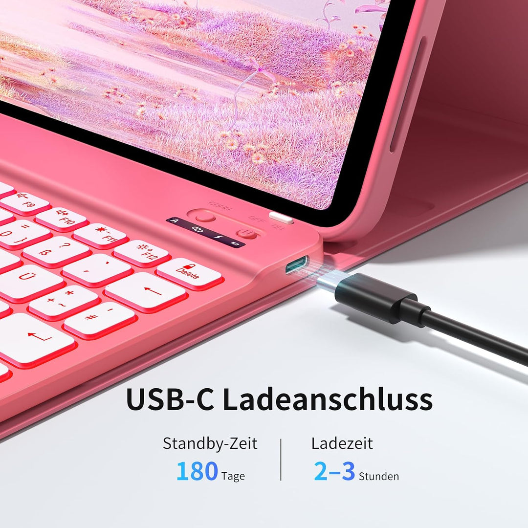 Tastatur mit Hülle für iPad 11. Generation 2025 11 Zoll A16/ iPad 10. Generation 2022 10,9 Zoll Hüll