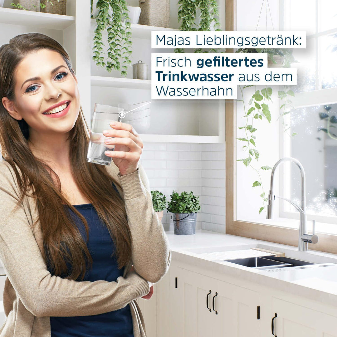 Alb Filter UNTERTISCH ACTIVE PLUS Wasserfilter Küche Edelstahl Natur | Gegen Schadstoffe, Kalk und B