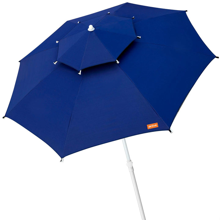 AKTIVE Strandschirm, winddicht, 280 cm, Marineblau, Polyestergewebe, UV30-Schutz, Metallstange, vers