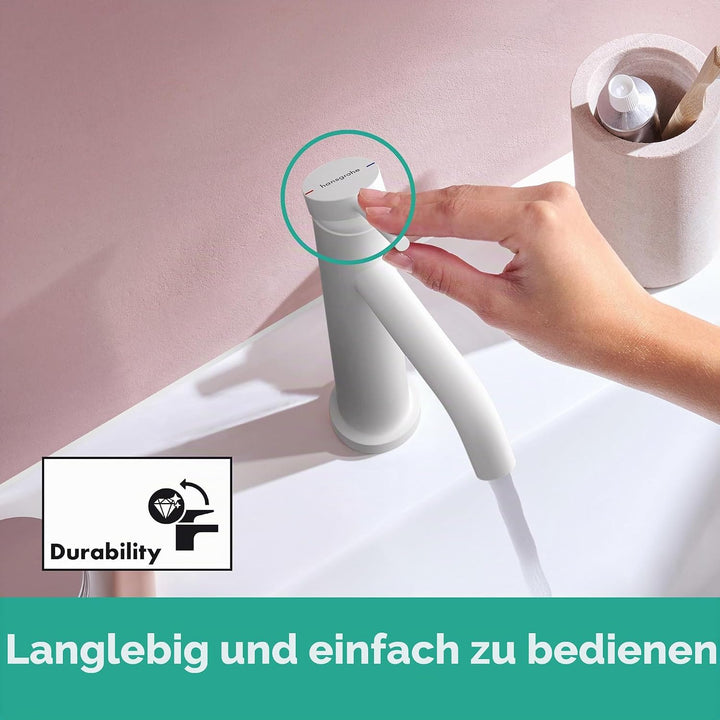 hansgrohe Tecturis S - Waschtischarmatur ohne Ablauf, Wasserhahn Bad mit Auslauf Höhe 110mm, Mischba