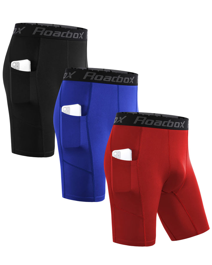 Roadbox 1 oder 3 Pack Herren Kompressionsshorts, Schnelltrocknendes Baselayer Unterhose Tights Kurz