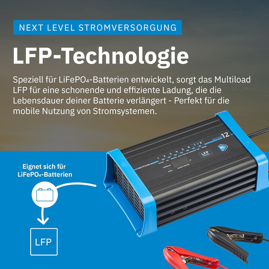 ECTIVE 7A 12V Lithium-Batterieladegerät Multiload 7 LFP 8-Stufen Ladegerät für LiFePO4-Batterien LFP