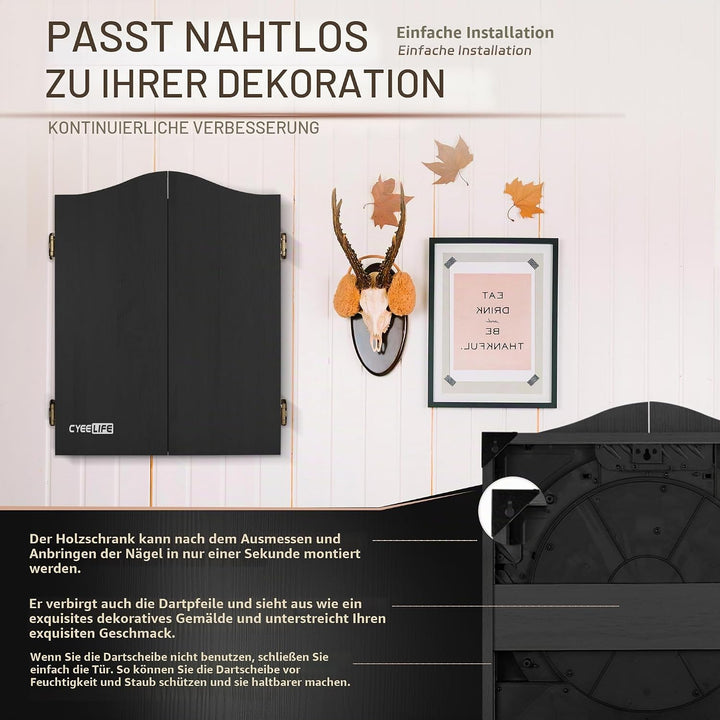 CyeeLife Elektronisch Dartscheibe mit Holzkiste Kabinette und 12 Dartpfeile Set