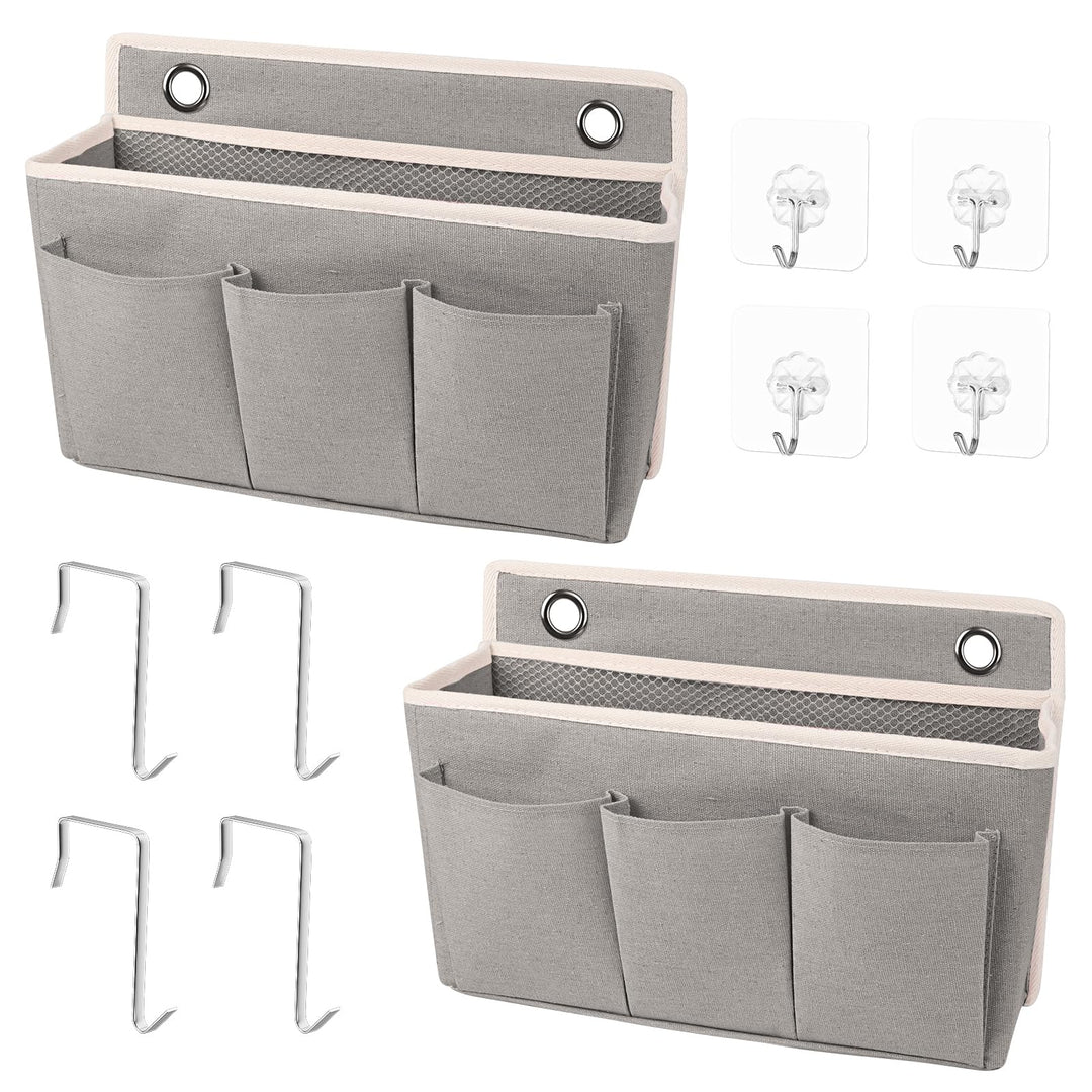 2 Stück Hängeorganizer Wand Organizer mit 8 Haken Aufbewahrung Hängend | Tür Organizer Leinen mit Gr