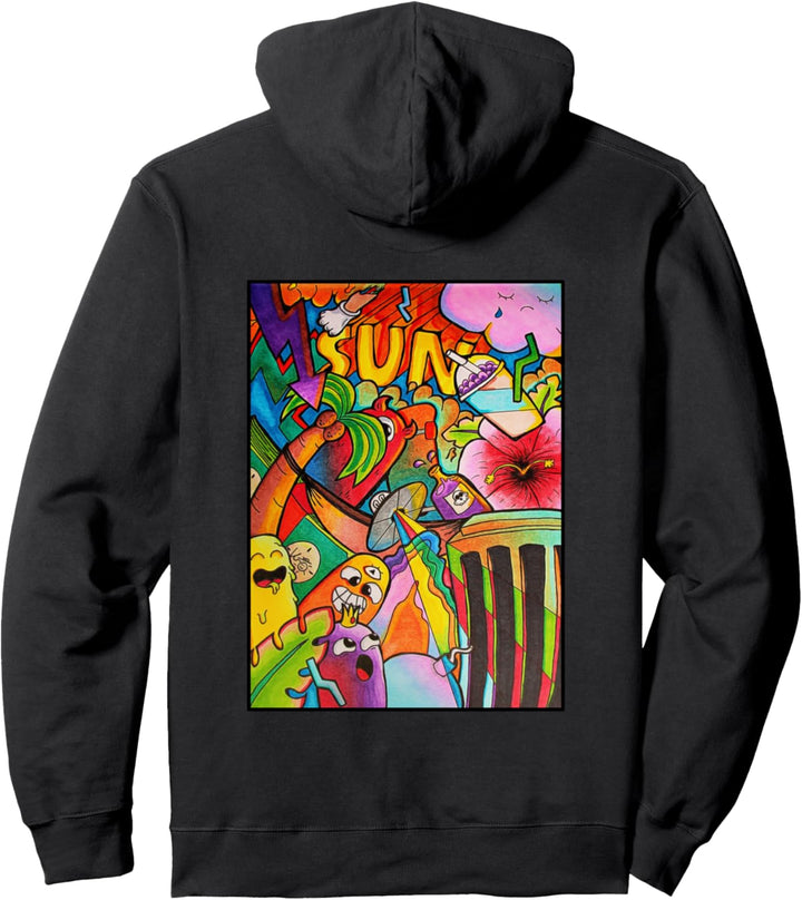 Sommer Sonne Doodle Art Kunst Comic Monster Skateboard Pullover Hoodie