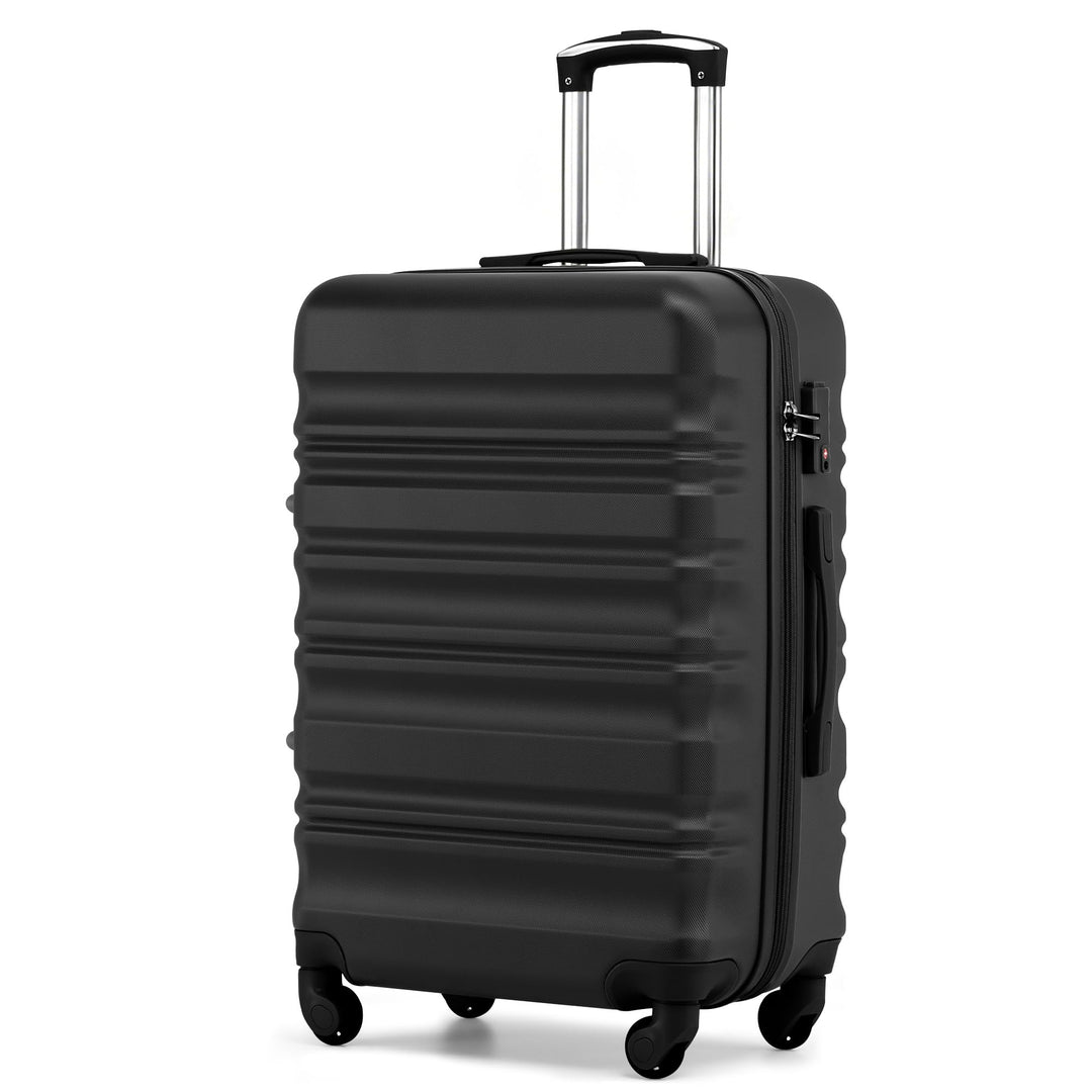 COOLIFE Hartschalen-Koffer Trolley Rollkoffer Reisekoffer mit TSA-Schloss und 4 Rollen (Schwarz, Mit