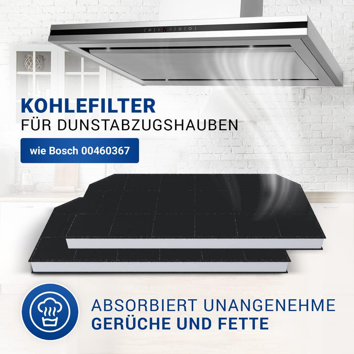 VIOKS Set 2x Kohlefilter Dunstabzugshaube 487x230 mm Ersatz für Bosch Filter 00460367 - Aktivkohlefi