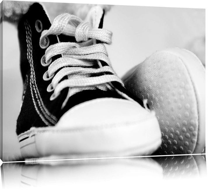 Pixxprint Converse All Stars Schuhe auf Leinwand, XXL riesige Bilder fertig gerahmt mit Keilrahmen,