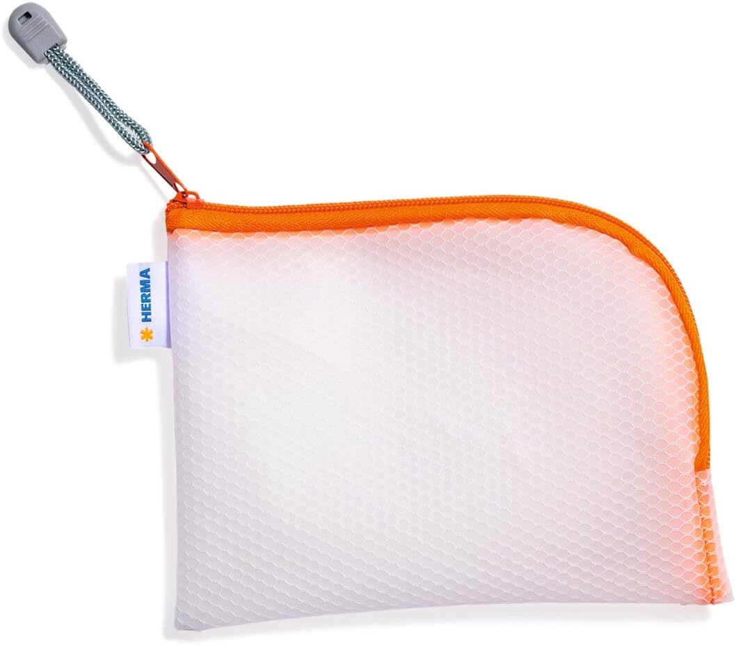 HERMA 20019 Reissverschlusstasche Reiseetui A6 transparent bunt, 10 Stück, kleine verschliessbare Si