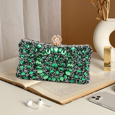 CORIOS Strass Clutch für Damen Shiny Abendtasche Diamant Clutch Tasche Kette Schultertasche Elegante