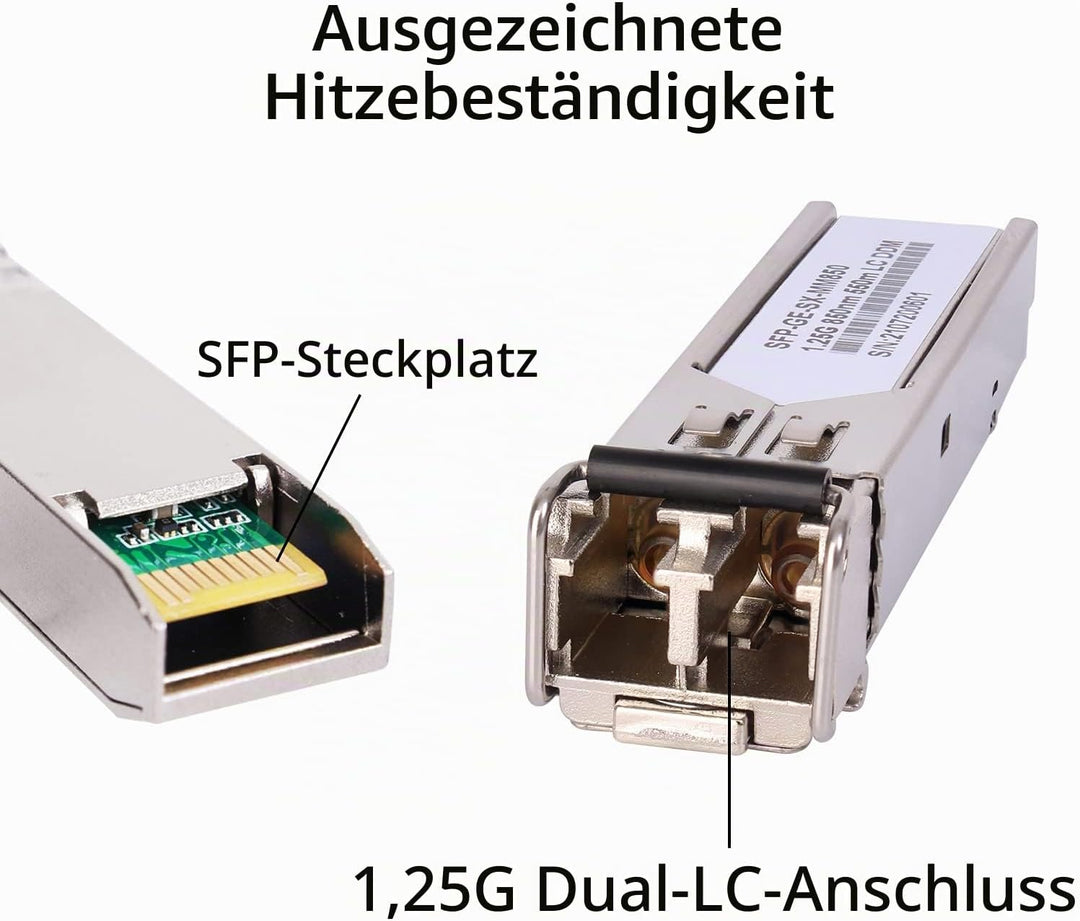 4 Stück 1,25G 850nm Multimode SFP LC Transceiver Glasfasermodul 550 Meter 1000Base-SX LC MMF für Cis