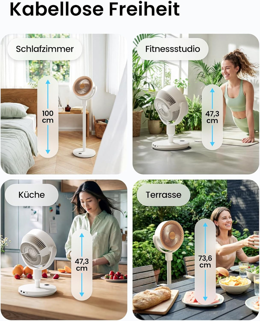 SwitchBot Standventilator mit Luftzirkulation mit RGB-Beleuchtung, 22 dB-ultra-leise, Fernbedienung,