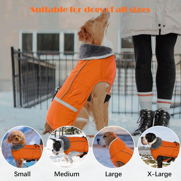 QBLEEV Hundewintermantel, warm, reflektierende Hundejacke, Rollkragen, wasserdicht, für kaltes Wette