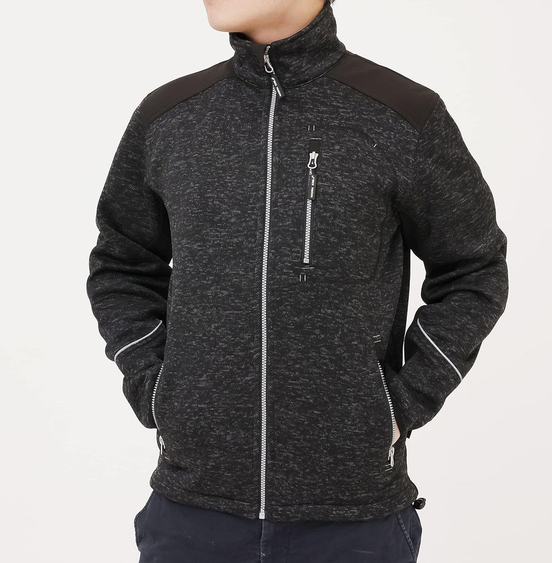 WORK IDEA Strick Fleecejacke Herren, Jacke Fleece Strickjacke, atmungsaktive Outdoor Fleecejacken fü