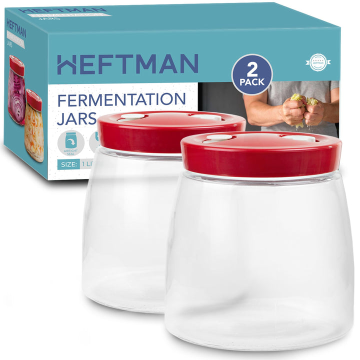 Gärglas mit 1-Wege-Luftablassöffnung – 1 Liter, 2 Stück – ideal für sichere Gärung für Kefir, Kimchi