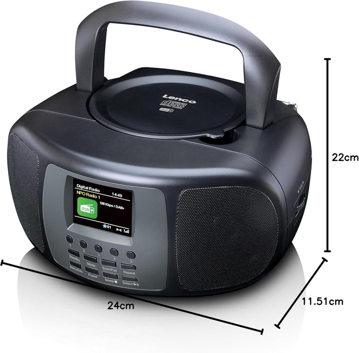 Lenco SCD-860 - tragbares CD-Radio - DAB+ und FM Radio - Bluetooth - Toploader CD-Player - 2,4 TFT D