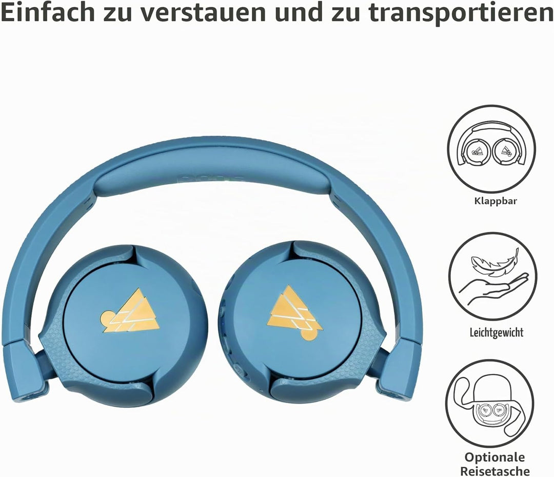 POGS Drahtloser Bluetooth Kinderkopfhörer | The Gecko 2 | Faltbarer robuster Kinderkopfhörer ab 3 Ja