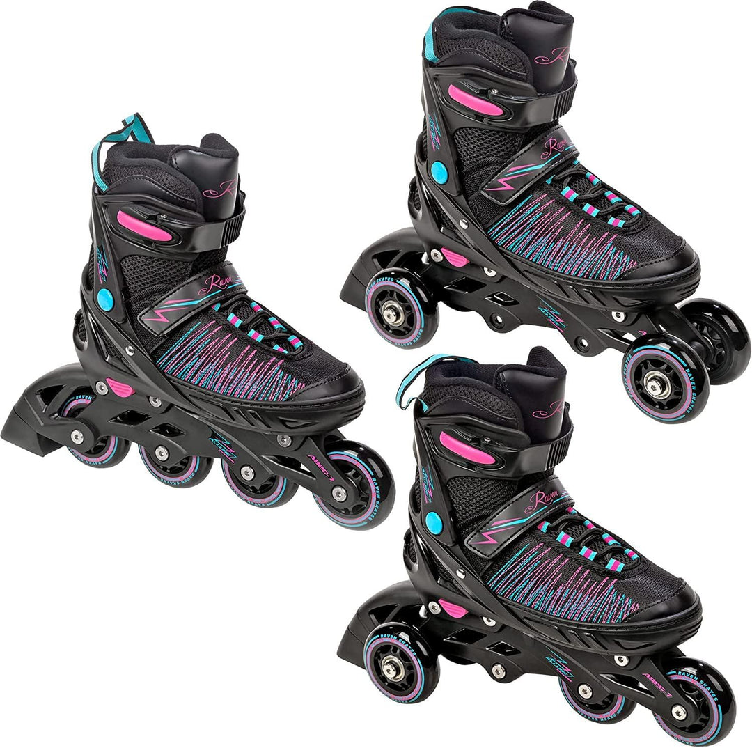 RAVEN 3in1 Inline Skates Triskates Rollschuhe Inliner für Kinder Erwachsene Mädchen Damen verstellba