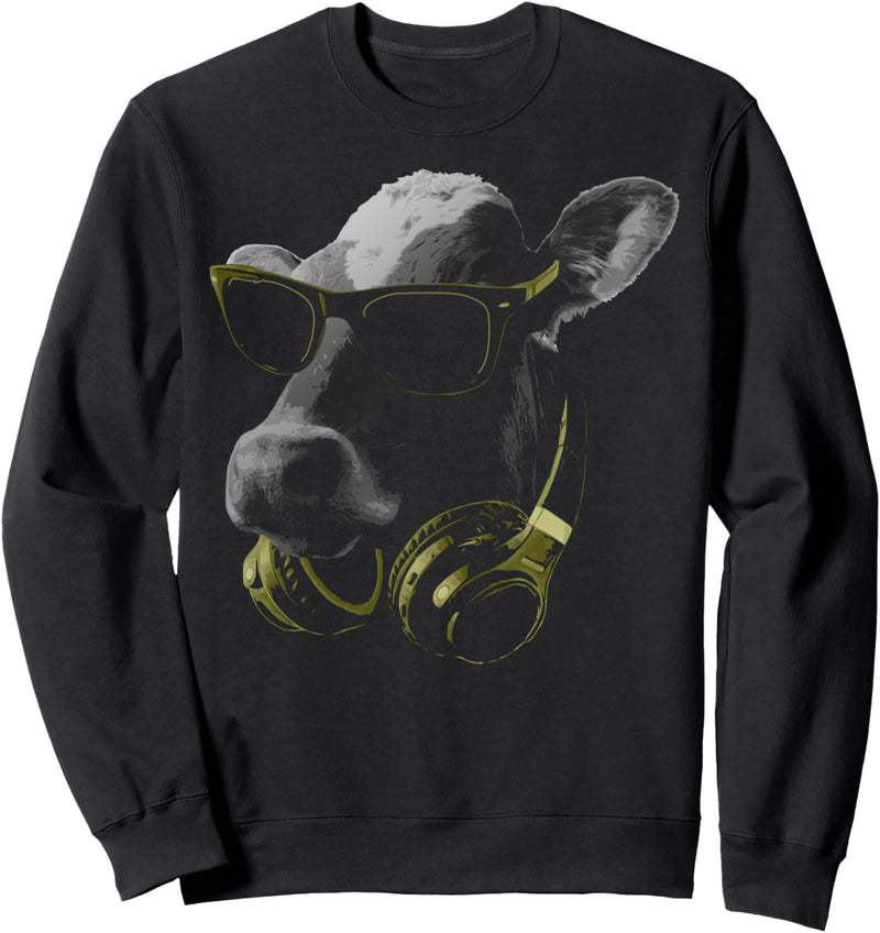 Kuh mit Sonnenbrille und Kopfhörer Sweatshirt