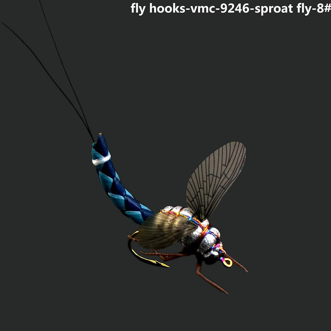 Fliegenfischen-Set mit Fliegenbox/Nymphen/Trockenfliegen, Nassfliegen/Luftschlangen/realistische Fli