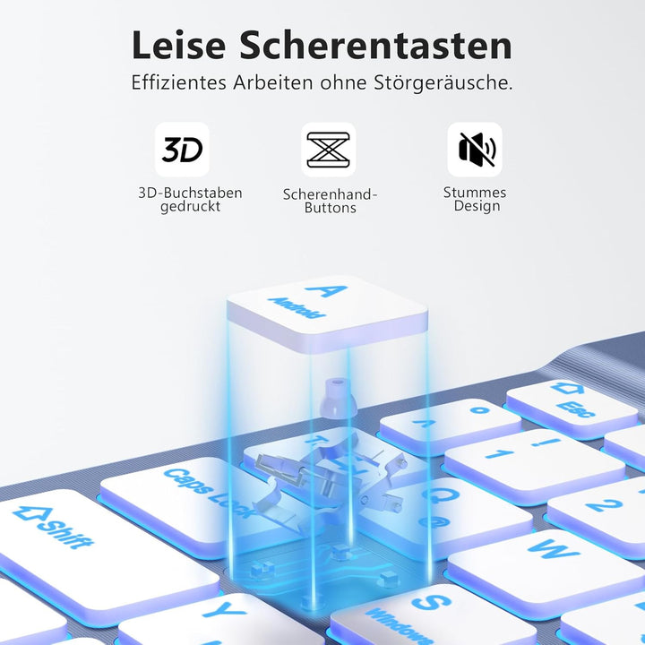Vobafe Bluetooth Tastatur mit Telefonhalter für iPad Air/Pro/Mini/A16/11/10.9/10.2/iPhone, Kabellose