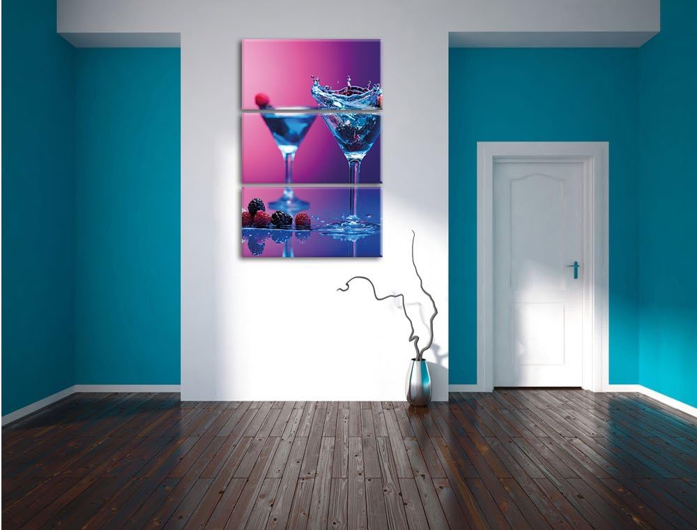 Pixxprint Coole Cocktails als Leinwandbild | Grösse: 3 Teilig (120x80) | Wandbild| Kunstdruck | fert