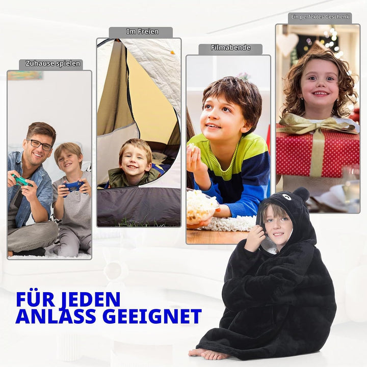 MOKANI ÜBergrossE Hoodie Decke Kinder mit äRmel Tragbare Kapuzenpullover, Super Weich Warmes Bequeme