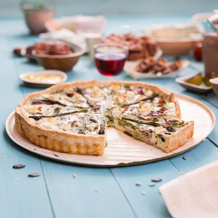 BIOZOYG Pizzateller aus Palmblatt 100 Stück Ø 25 cm rund - Pizzabrett Einweggeschirr mit Rand, Servi