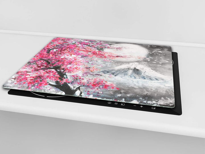 Küchenbrett aus Hartglas und Induktionskochplattenabdeckung – Schneideplatten SINGLE mit 60 x 52 cm