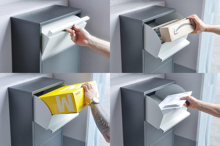 Haussmann Paketbriefkasten Box 391 Grey, Grosser Briefkasten, Box für Paket, Briefkästen, Postbox, K