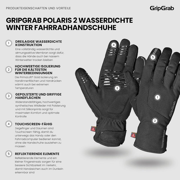 GripGrab Polaris 2 wasserdichte Winter Fahrradhandschuhe Primaloft Gefüttert Regenschutz Radsport Ha