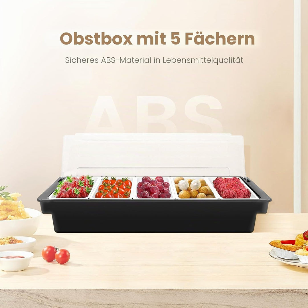 3 oder 5 Einsätzen Zutatenbehälter Topping Behälter, Zutatenbox Cocktail Obst Behälter, für Obst Sna