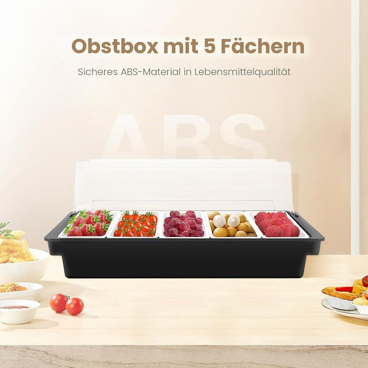 3 oder 5 Einsätzen Zutatenbehälter Topping Behälter, Zutatenbox Cocktail Obst Behälter, für Obst Sna