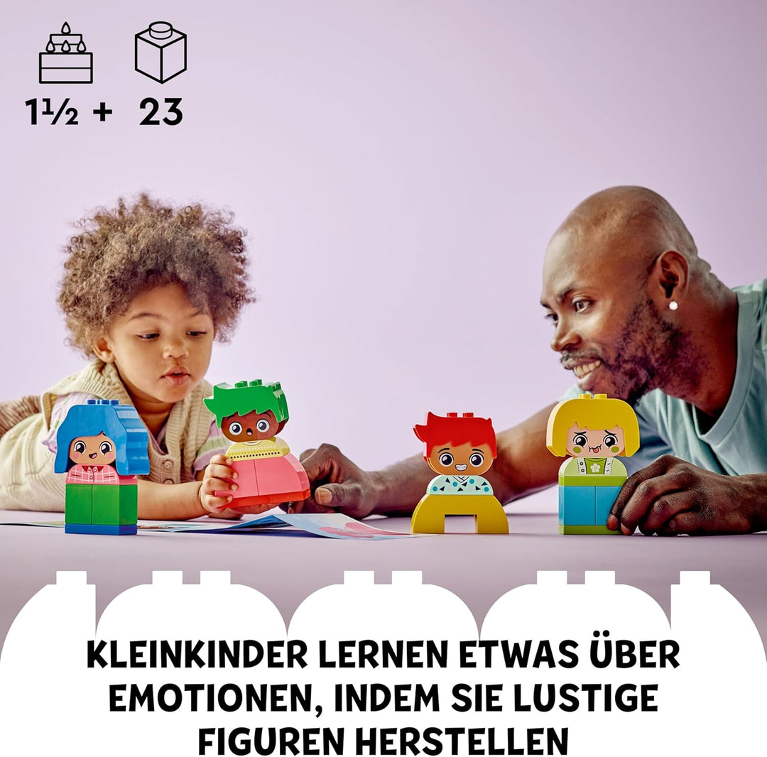 Lego DUPLO Grosse Gefühle, Stapelspiel zum Bauen mit 23 bunten Bausteinen und 4 Figuren, Motorik-Spi