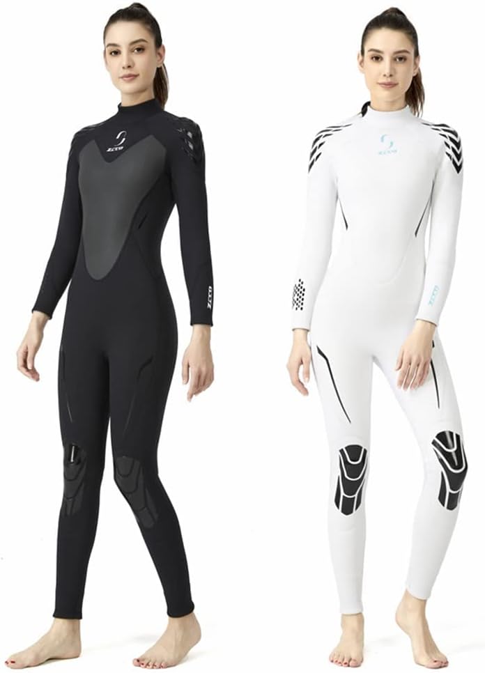 ZCCO Damen 3mm Neopren Neoprenanzug, Langarm-Neoprenanzug mit Reissverschluss hinten, Einteiler für