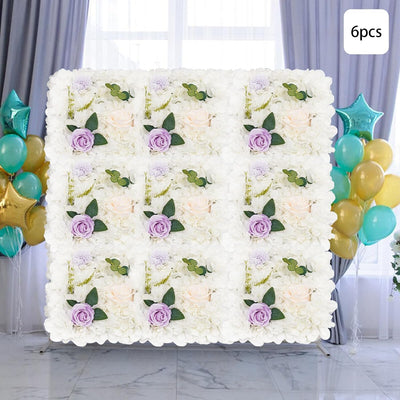 SABUIDDS 6 Stück Künstliche Blumenwand künstliche Blumen, 38×38cm, Dahlie, Champagnerrose und Chrysa