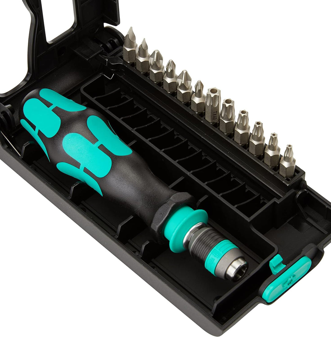 Wera 05056656001 Kraftform Kompakt 50, Handhalter mit Bit-Sortiment, 14-teilig, Stück Einzelbett, Ei