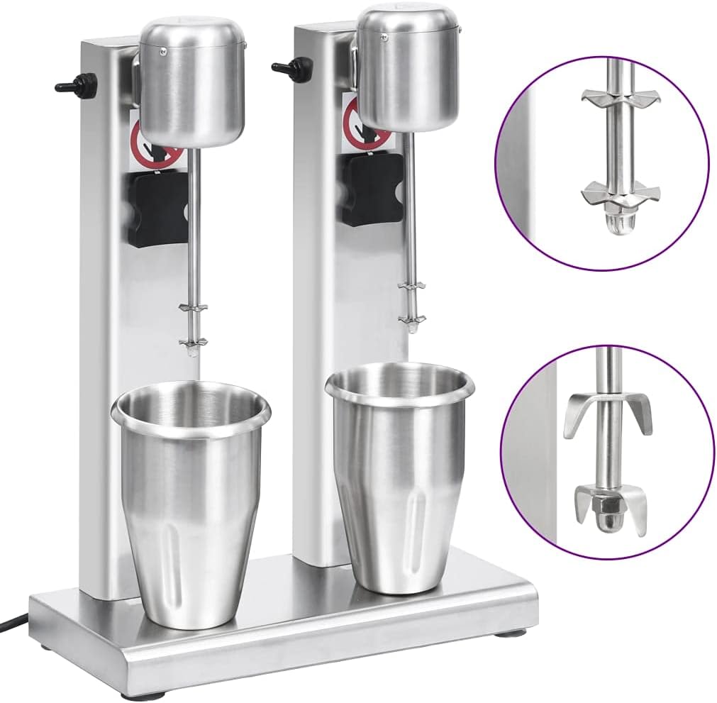 vidaXL Milchshaker mit 2 Bechern Eiweissshaker Standmixer Eiweiss Shaker Getränke Drink Mixer Milksh